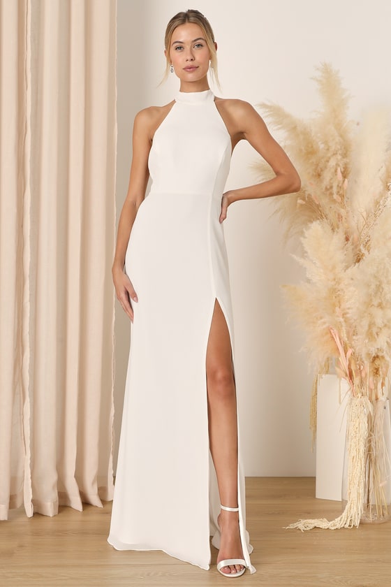 halter white dress